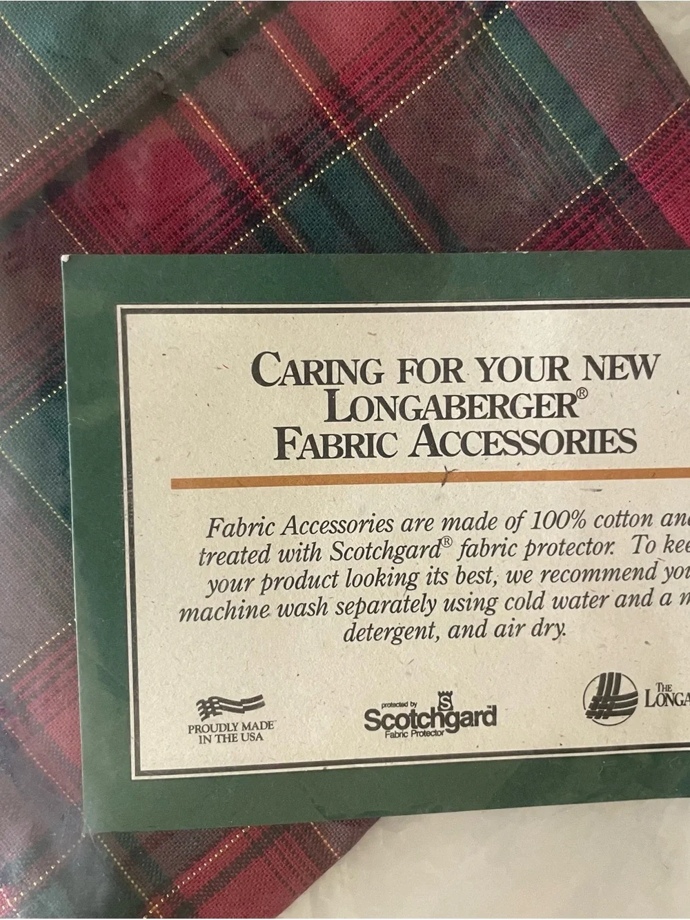 Longaberger tartan fabric